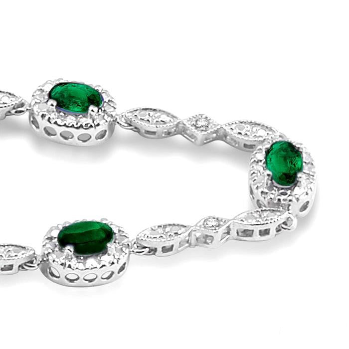 Oval Shape Gemstone & Halo Diamond Bracelet