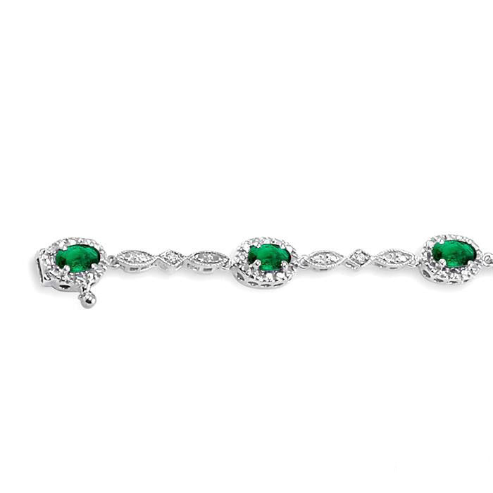 Oval Shape Gemstone & Halo Diamond Bracelet