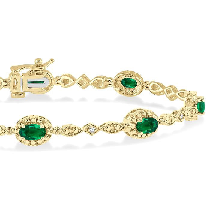 Oval Shape Gemstone & Halo Diamond Bracelet