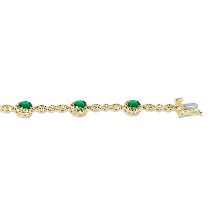 Oval Shape Gemstone & Halo Diamond Bracelet