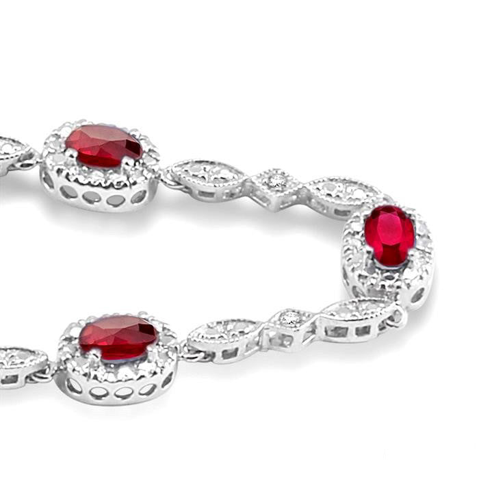 Oval Shape Gemstone & Halo Diamond Bracelet