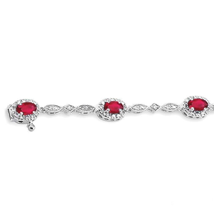 Oval Shape Gemstone & Halo Diamond Bracelet