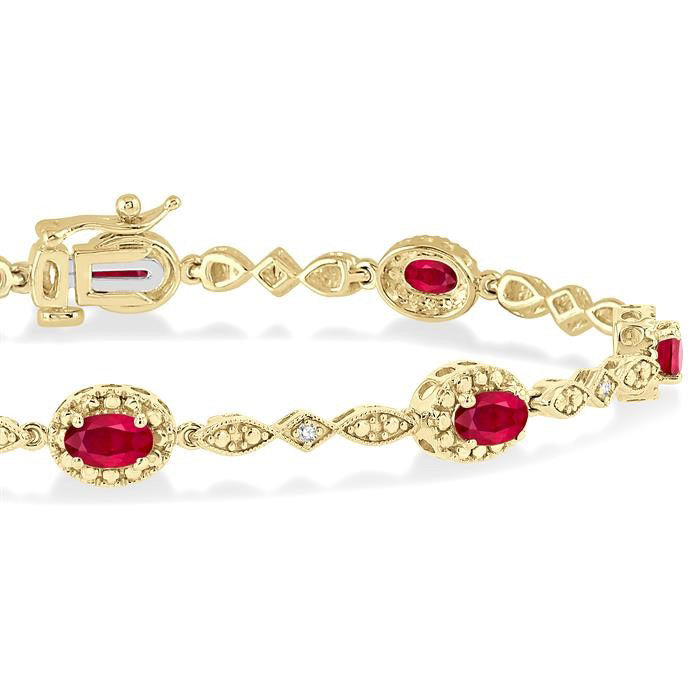 Oval Shape Gemstone & Halo Diamond Bracelet