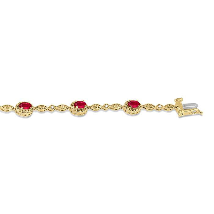 Oval Shape Gemstone & Halo Diamond Bracelet