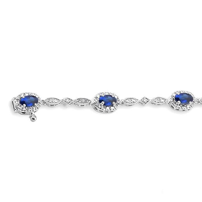 Oval Shape Gemstone & Halo Diamond Bracelet