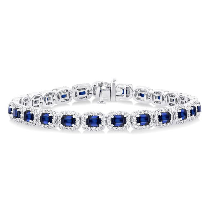 Aurelia Silhouette Aura Emerald Shape Gemstone & Halo Diamond Bracelet