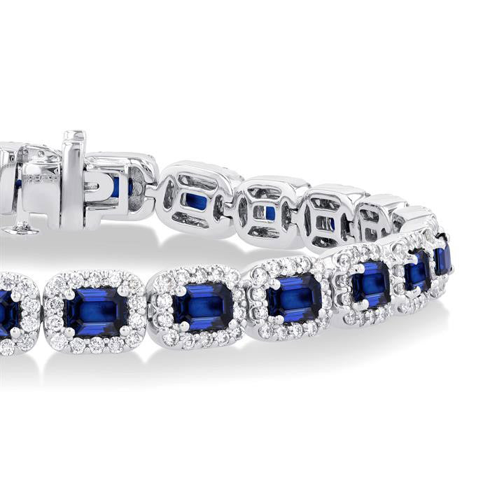 Aurelia Silhouette Aura Emerald Shape Gemstone & Halo Diamond Bracelet
