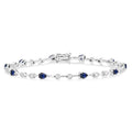 4x3 MM Pear Cut Sapphire and 1/2 Ctw Round Cut Diamond Precious Bracelet in 14K White Gold