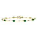 Oval Shape Bar Link Gemstone & Diamond Bracelet