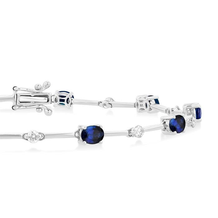 Oval Shape Bar Link Gemstone & Diamond Bracelet