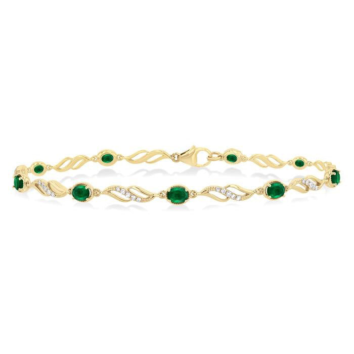 Oval Shape Gemstone & Diamond Bracelet