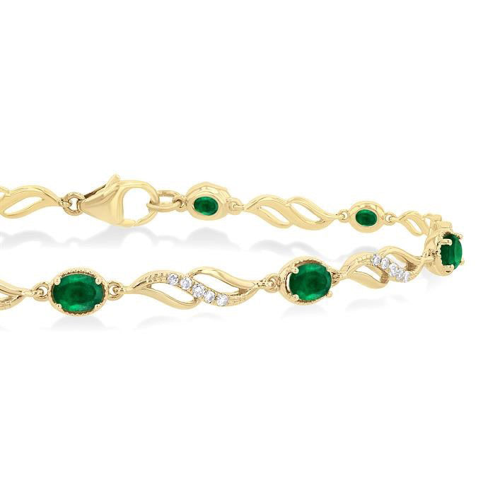 Oval Shape Gemstone & Diamond Bracelet