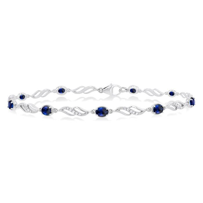 Oval Shape Gemstone & Diamond Bracelet