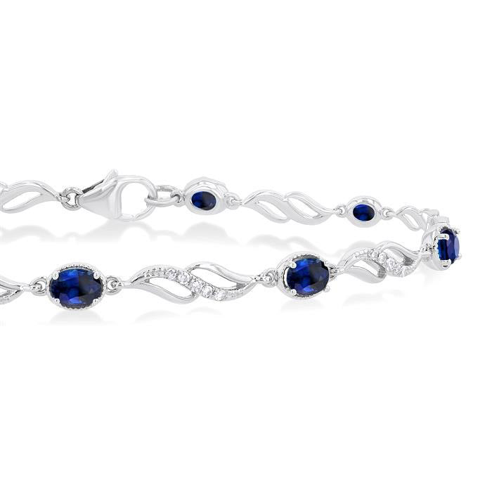 Oval Shape Gemstone & Diamond Bracelet
