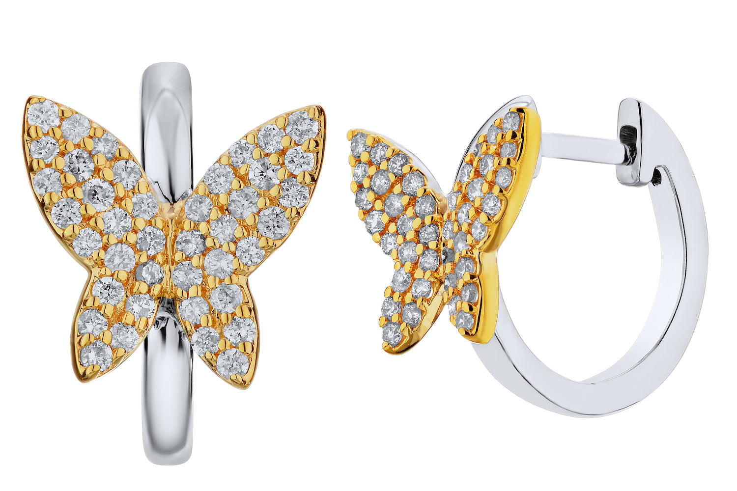 Diamond Pave Butterfly Hoop Earrings