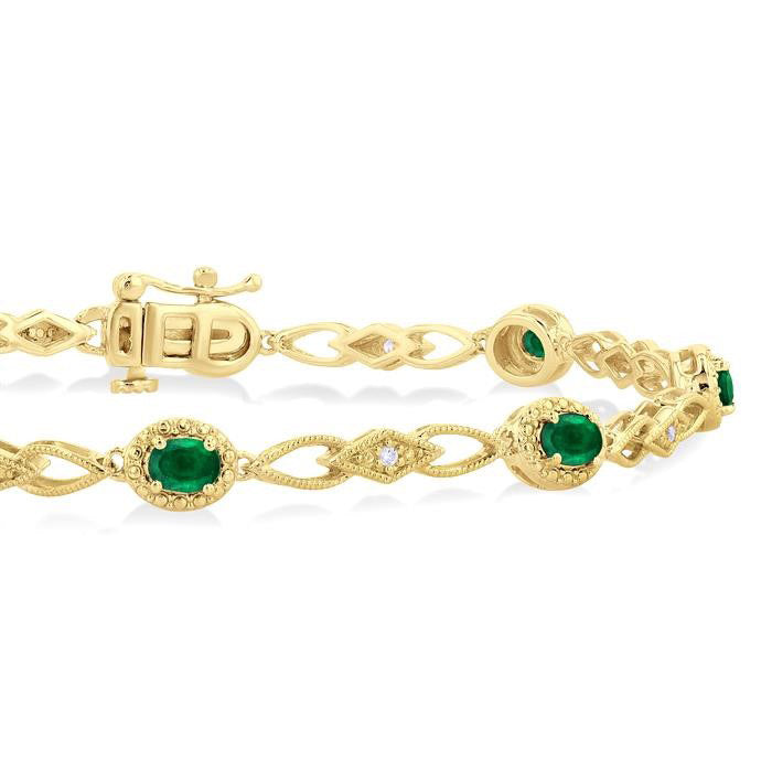 Oval Shape Gemstone & Diamond Fashion Bracelet