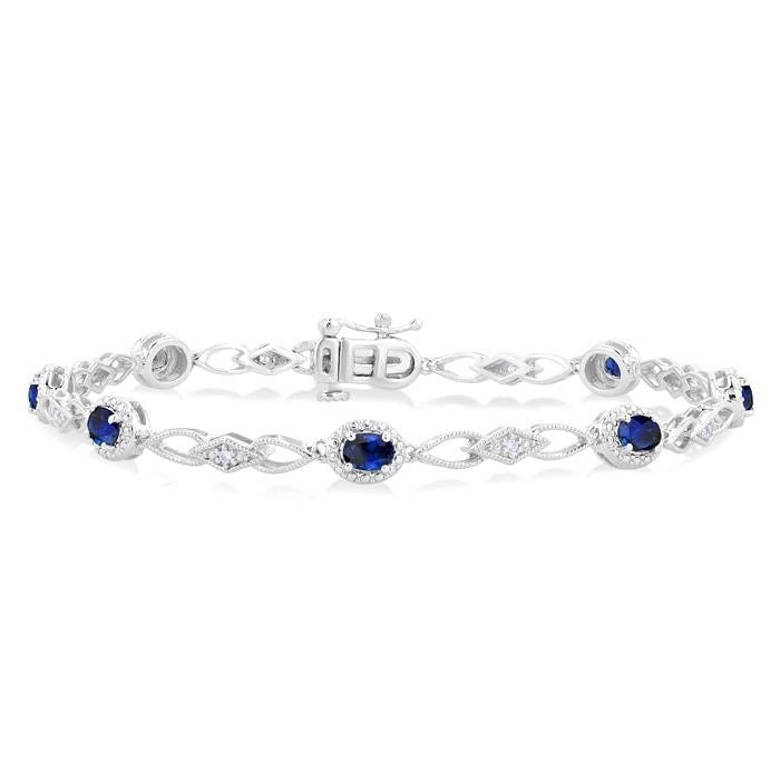 Oval Shape Gemstone & Diamond Fashion Bracelet