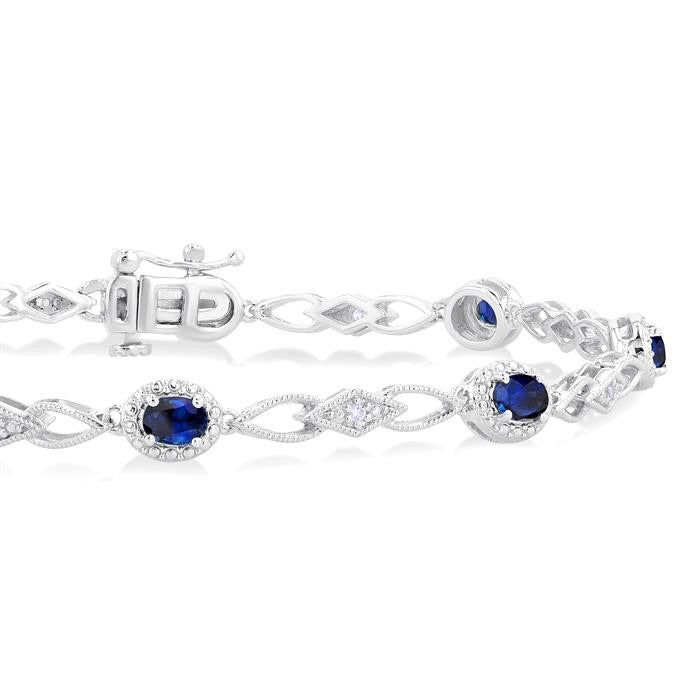 Oval Shape Gemstone & Diamond Fashion Bracelet