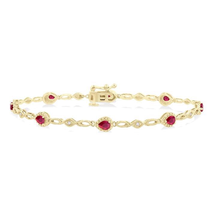 Pear Shape Gemstone & Diamond Fashion Bracelet