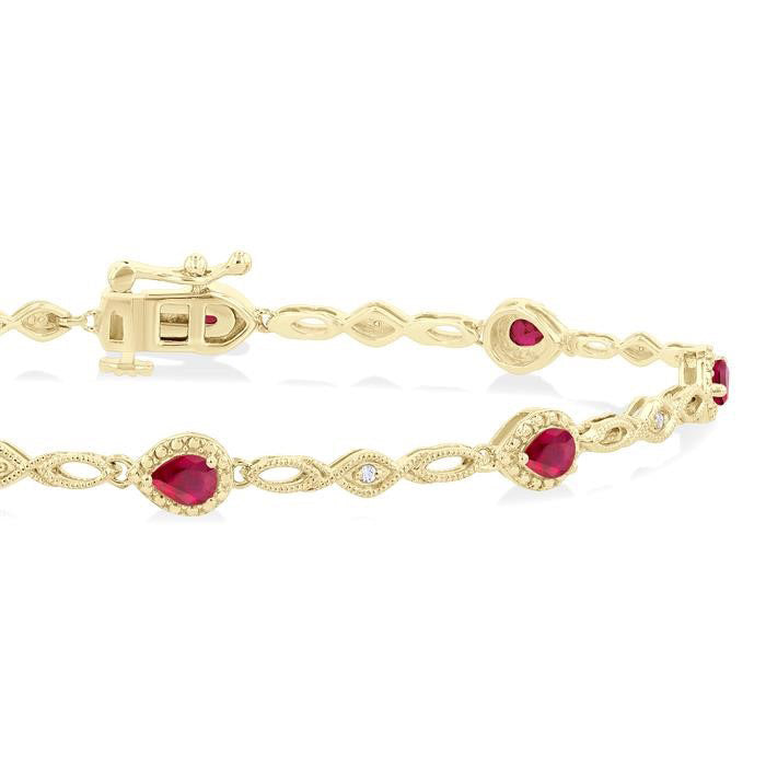 Pear Shape Gemstone & Diamond Fashion Bracelet