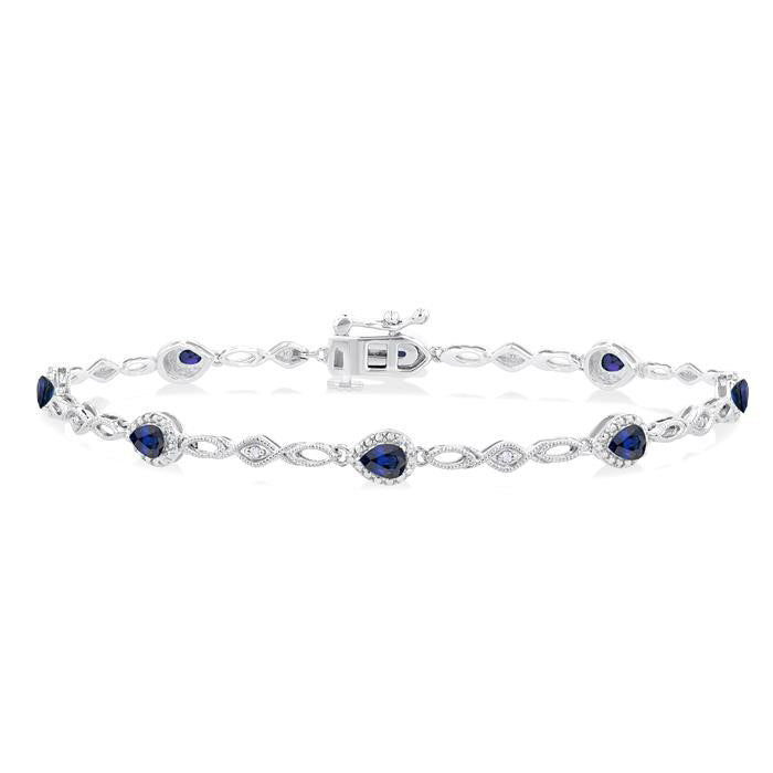 Pear Shape Gemstone & Diamond Fashion Bracelet