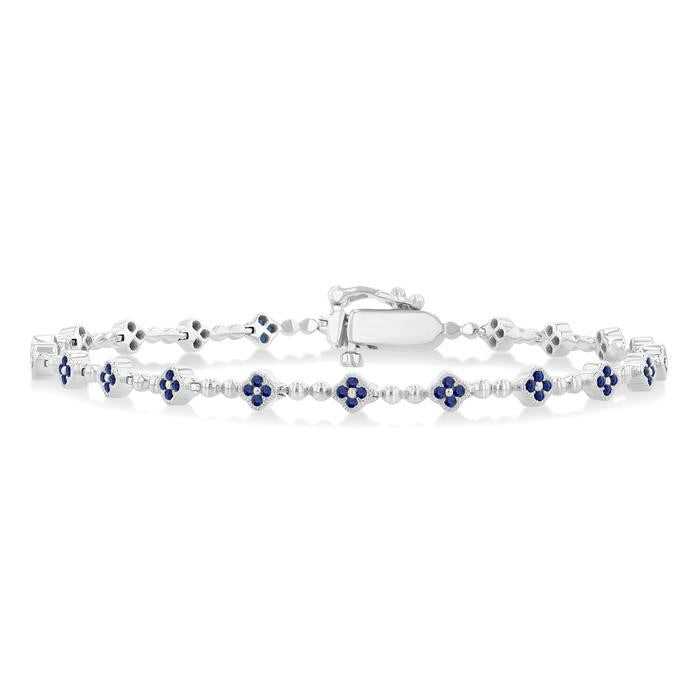 Bead Clover Gemstone & Diamond Bracelet