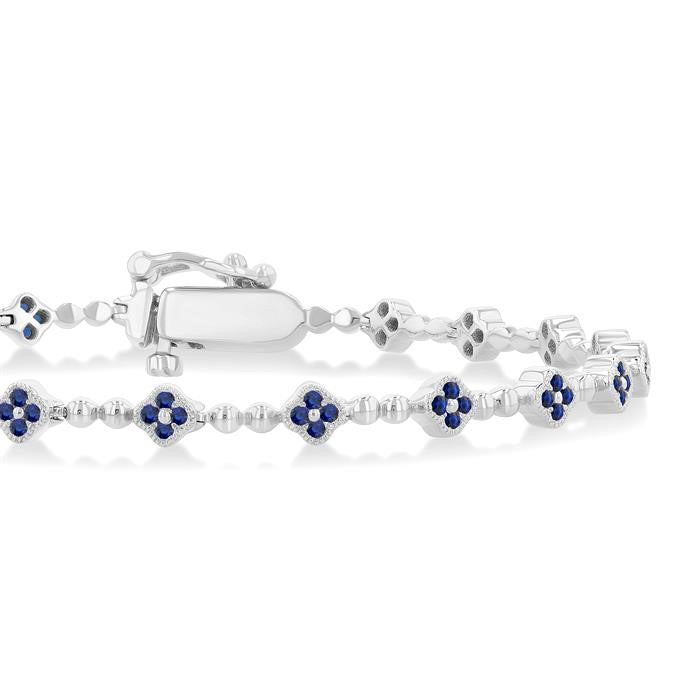 Bead Clover Gemstone & Diamond Bracelet