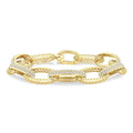 3 Ctw Open Window Oval Link Round Cut Diamond Aeris Gold Bold Bracelet in 14K Yellow Gold
