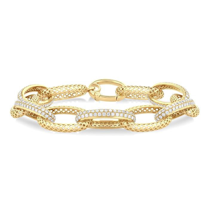 Bold Oval Shape Link Diamond Fashion Bracelet