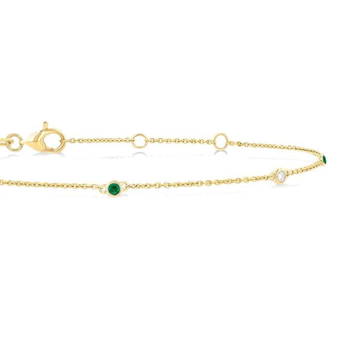 Gemstone & Diamond Station Chain Bracelet