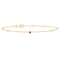 1.75 MM Ruby and 1/20 Ctw Round Cut Diamond Precious Station Bracelet in 14K Yellow Gold