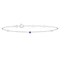 1.75 MM Sapphire and 1/20 Ctw Round Cut Diamond Precious Station Bracelet in 14K White Gold