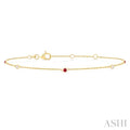 1.75 MM Ruby and 1/20 Ctw Round Cut Diamond Precious Station Bracelet in 14K Yellow Gold