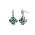 Diamond and Genuine Emerald Clover Earrings