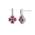 Diamond and Genuine Ruby Clover Earrings