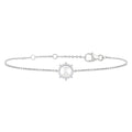 6 MM Round Shape Cultured Pearl and 1/10 Ctw Petite Round Cut Diamond Halo Bracelet in 10K White Gold