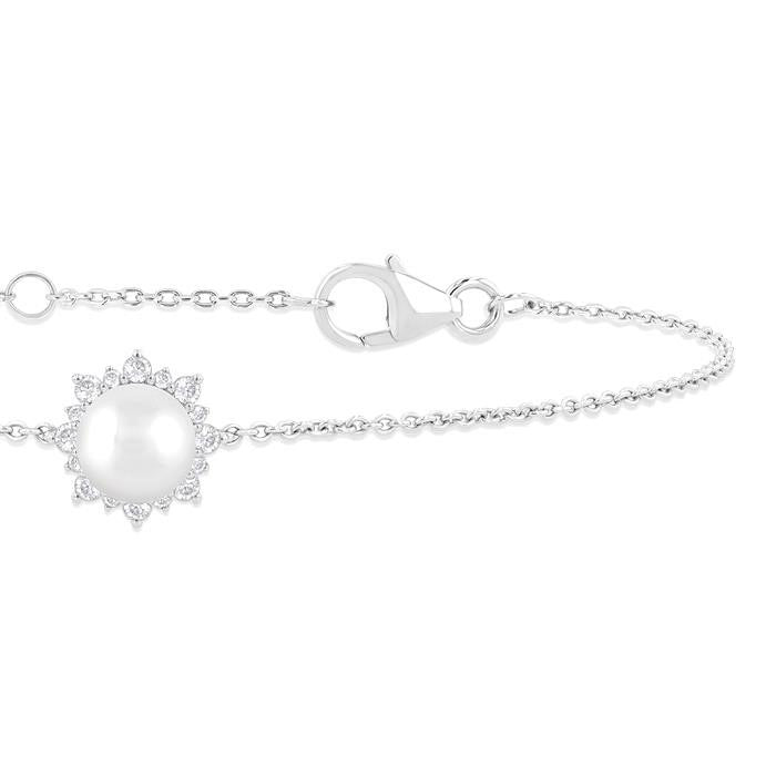 Pearl & Petite Halo Diamond Fashion Chain Bracelet