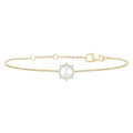 6 MM Round Shape Cultured Pearl and 1/10 Ctw Petite Round Cut Diamond Halo Bracelet in 10K Yellow Gold