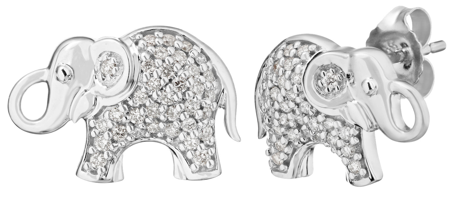 Diamond Elephant Earrings 