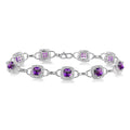 5x5 MM Cushion Shape Amethyst and 1/6 Ctw Round Cut Diamond Bracelet in 10K White Gold