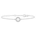 6 MM Round shape Round Shape Cultured Pearl and 1/20 Ctw Round Cut Diamond Petite Halo Bracelet in 10K White Gold