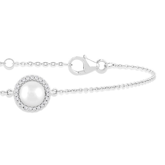 Pearl & Petite Halo Diamond Fashion Chain Bracelet