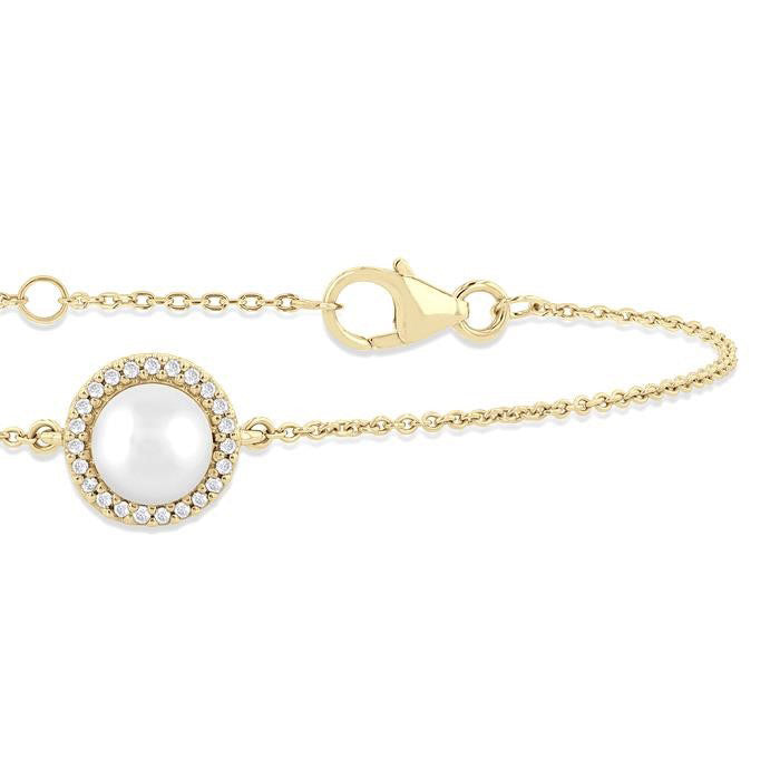 Pearl & Petite Halo Diamond Fashion Chain Bracelet