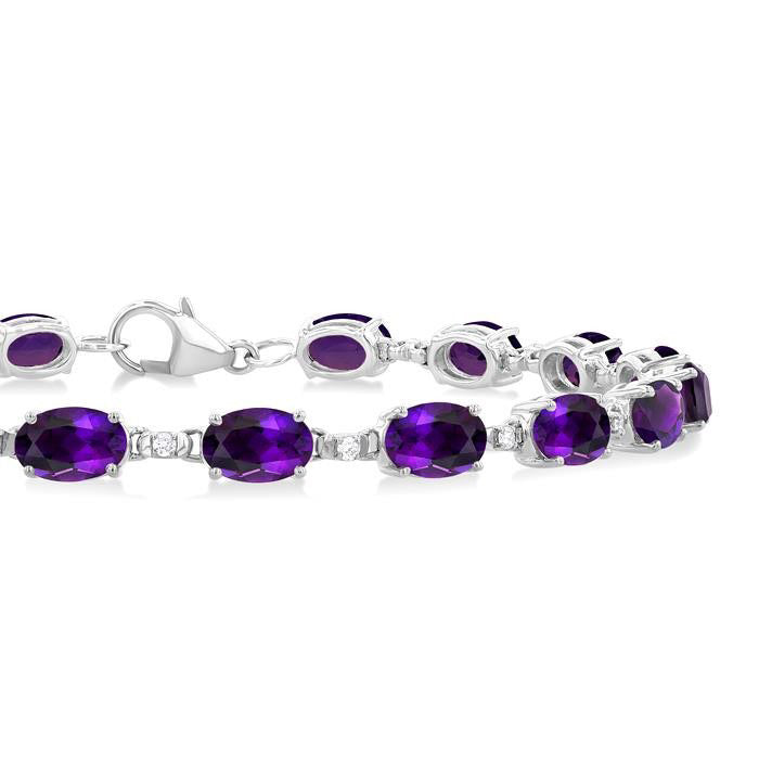 Oval Shape Gemstone & Diamond Bracelet