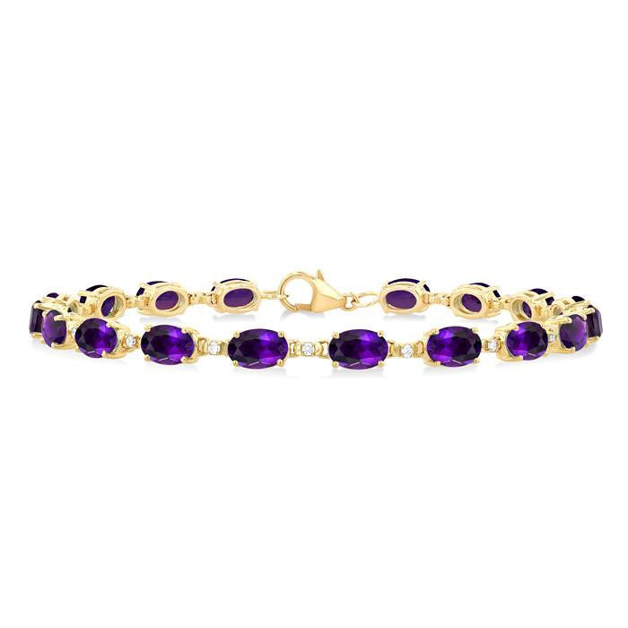 Oval Shape Gemstone & Diamond Bracelet