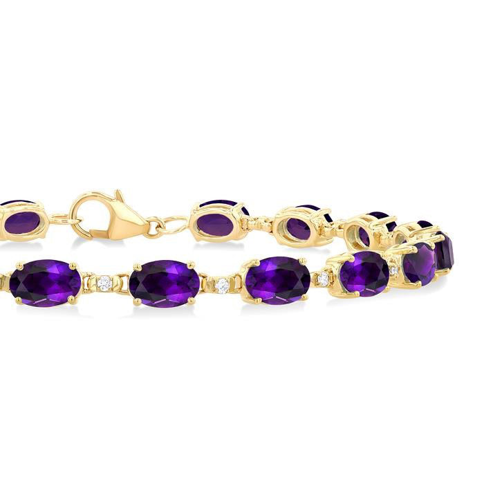 Oval Shape Gemstone & Diamond Bracelet