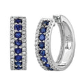 Diamond and Genuine Sapphire Hoop Earrings