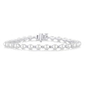 4 MM Round Shape Cultured Pearl and 3/4 Ctw Round Cut Diamond Tennis Bracelet in 14K White Gold