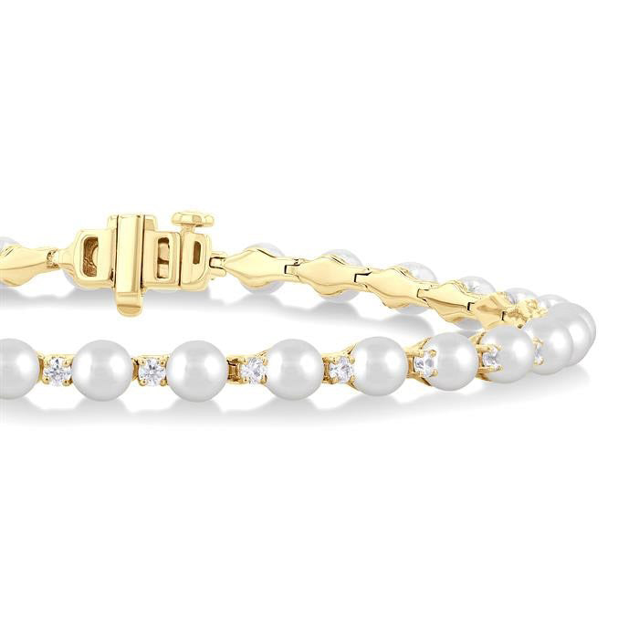 Pearl & Diamond Tennis Bracelet
