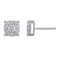 Diamond Cushion Shaped Cluster Earrings